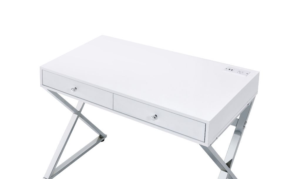 Coleen - Desk - White & Chrome Finish