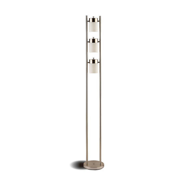 Floor Lamp With 3 Swivel Lights Brushed Silver