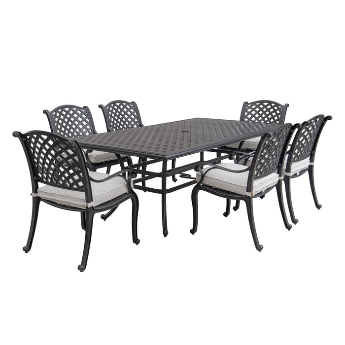 Stylish Outdoor 7 Piece Aluminum Dining Set With Cushion