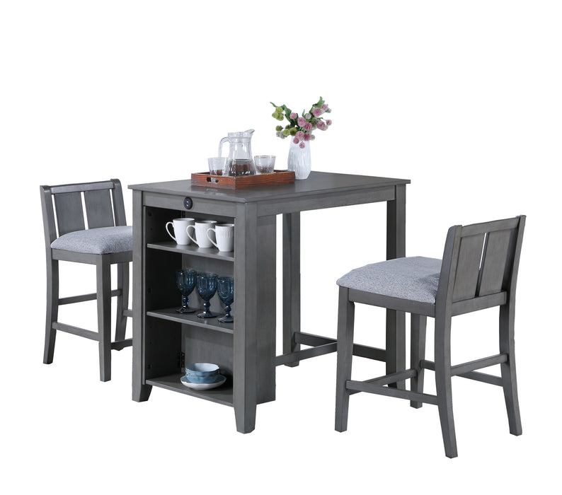 Graham - 3 Piece Small Space Counter Height Dining Table With Shelves And 2 Chairs (Set of 3)