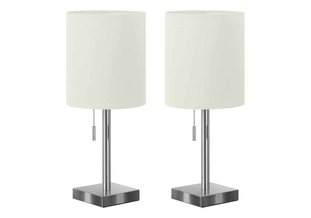 Lighting, Table Lamp, USB Port Included, Nickel, Contemporary (Set of 2) - Silver