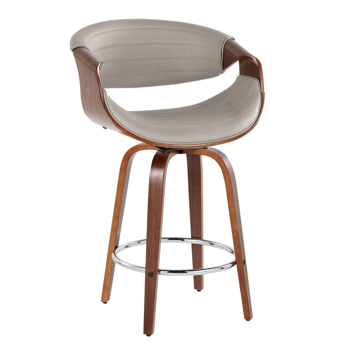 Symphony - Mid Century Modern Fixed Height Counter Stool & Swivel With Round Footrest (Set of 2)