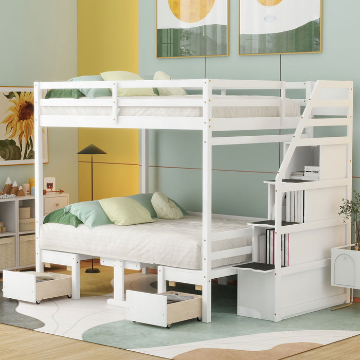 Bunk With Staircase, The Down Bed Can Be Convertible To Seats And Table Set