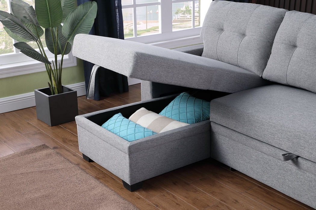 Upholstered Pull Out Sectional Sofa With Chaise