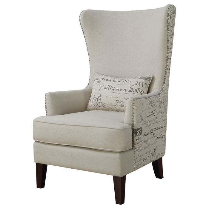 Cream - Curved Arm High Back Accent Chair Cream