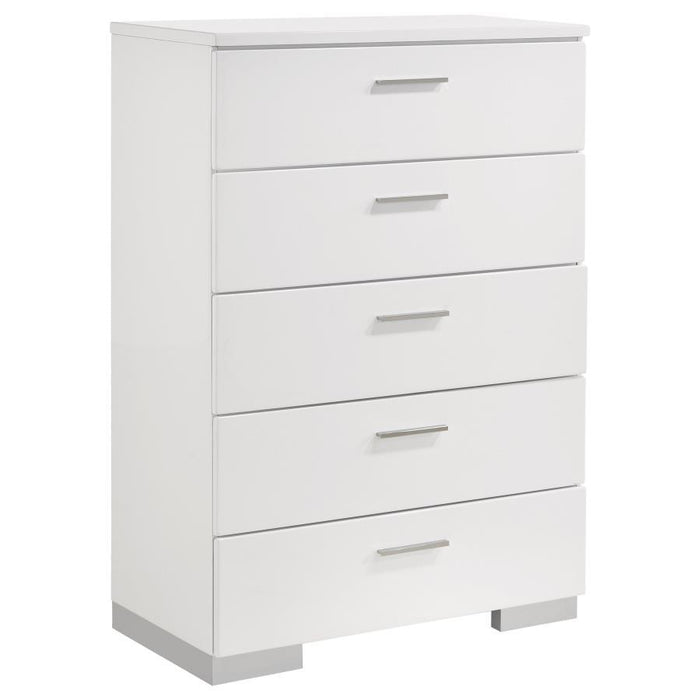 Felicity Collection - Felicity 5-drawer Chest Glossy White