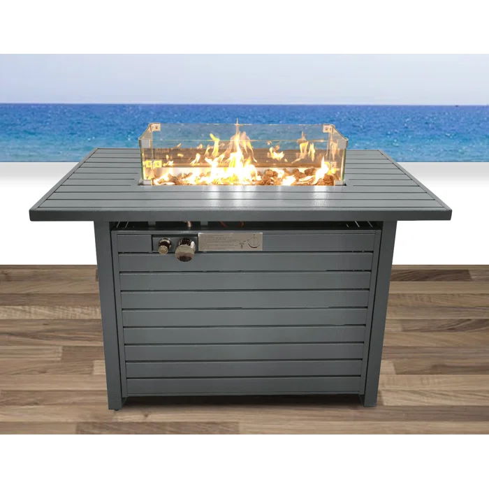 Propane Fire Pit Table With Lid - Gray