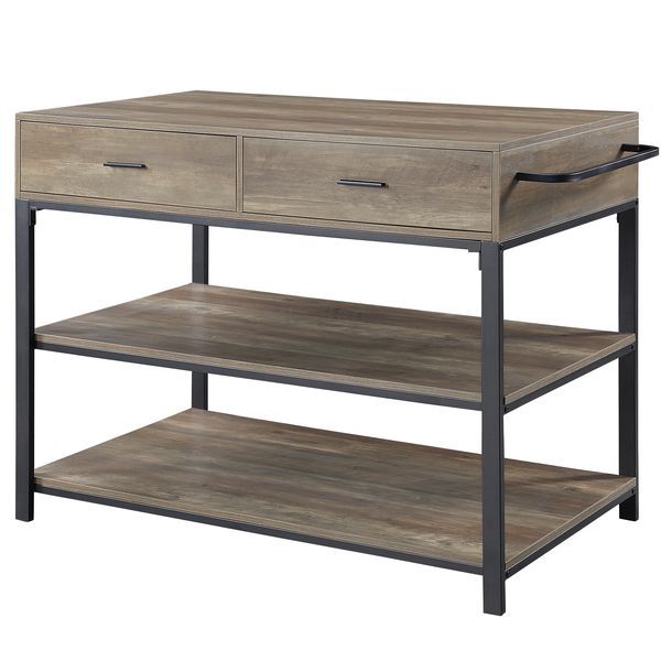 Macaria - Kitchen Island - Rustic Oak & Black Finish - 36"