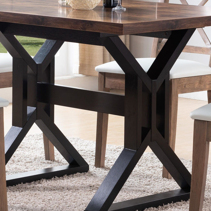 Dining Table With Metal Frame - Distressed Wood & Black