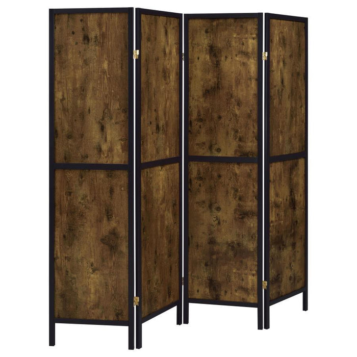 4-panel Folding Screen Antique Nutmeg And Black