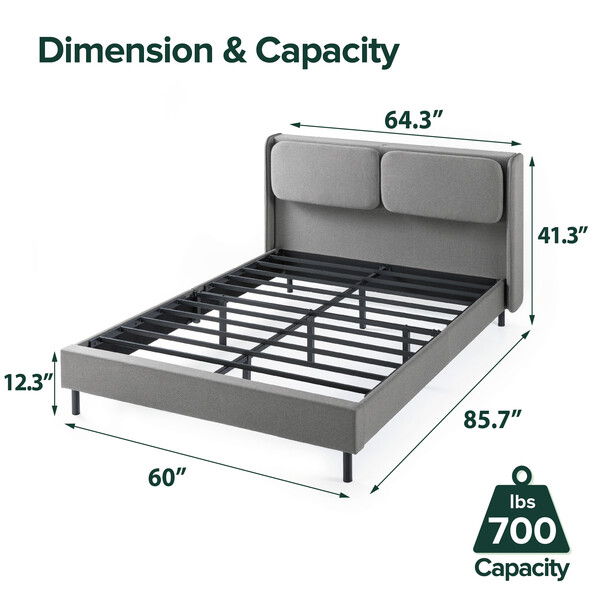 Upholstered Platform Bed With Reclining Headboard With USB