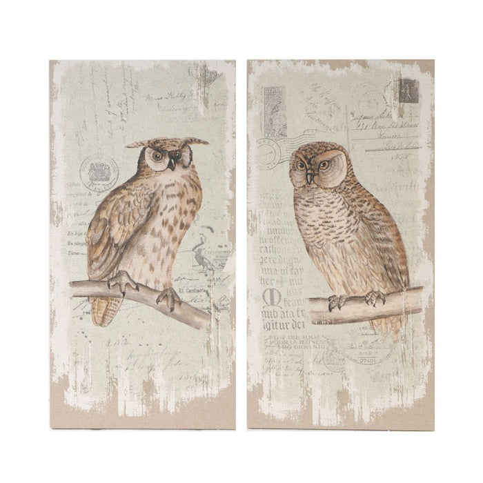 Lilith Owl Prints With Distressed Look, Rectangle Animal Hanging Wall Art (Set of 2) - Multicolor