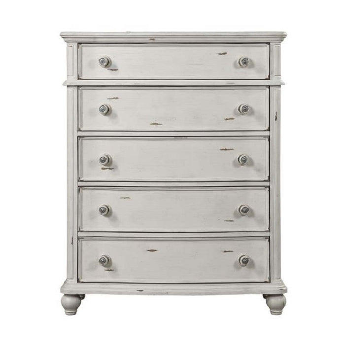 Jaqueline - Chest - Light Gray Linen & Antique White Finish