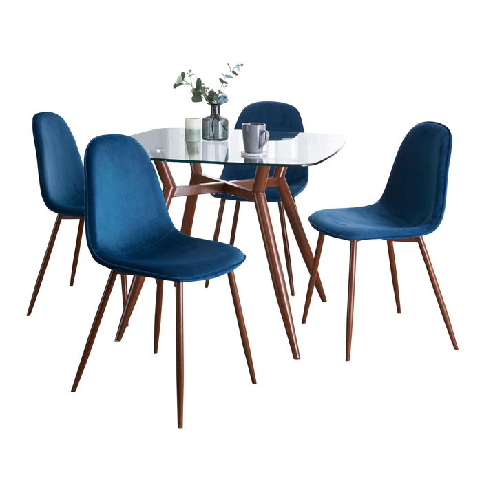 Clara Pebble - 5 Piece Square Tabletop Mid Century Modern Dining Set