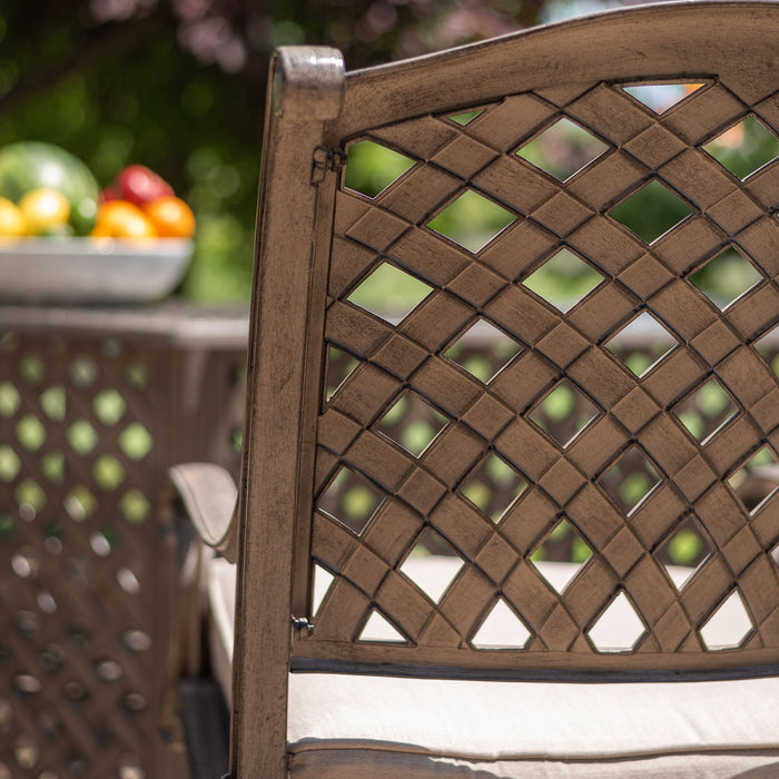 Heritage Grey Outdoor Aluminum Dining Arm Chair With Cushion - Gray