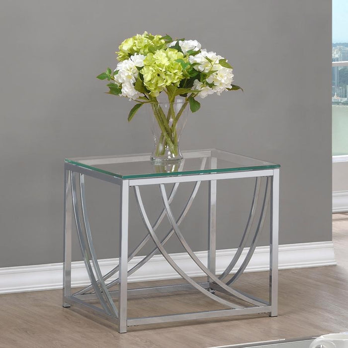 Living Room: Glass Top Occasional Tables - Glass Top Square End Table Accents Chrome