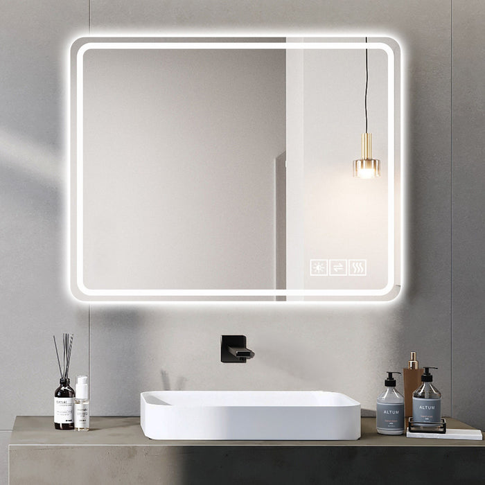 LED Bathroom Mirror Vanity Mirrors With Front Lights Wall Mounted Anti-Fog Frameless Make Up Mirror With Light Copper-Free Mirror Horizontal Or Vertical