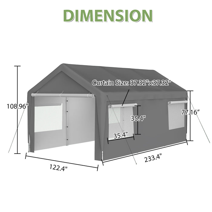 Carport Canopy Heavy Duty Boat Car Canopy Garage With Removable Sidewalls And Roll Up Ventilated Windows