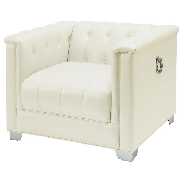 Chaviano Collection - Pearl White - Chaviano Tufted Upholstered Chair Pearl White