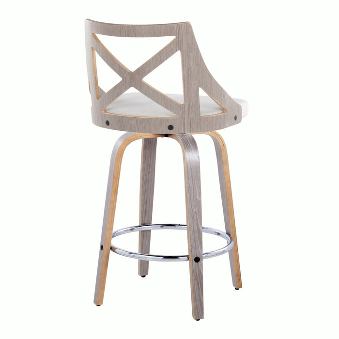 Charlotte - Farmhouse Fixed Height Counter Stool With Swivel With Round Footrest (Set of 2)