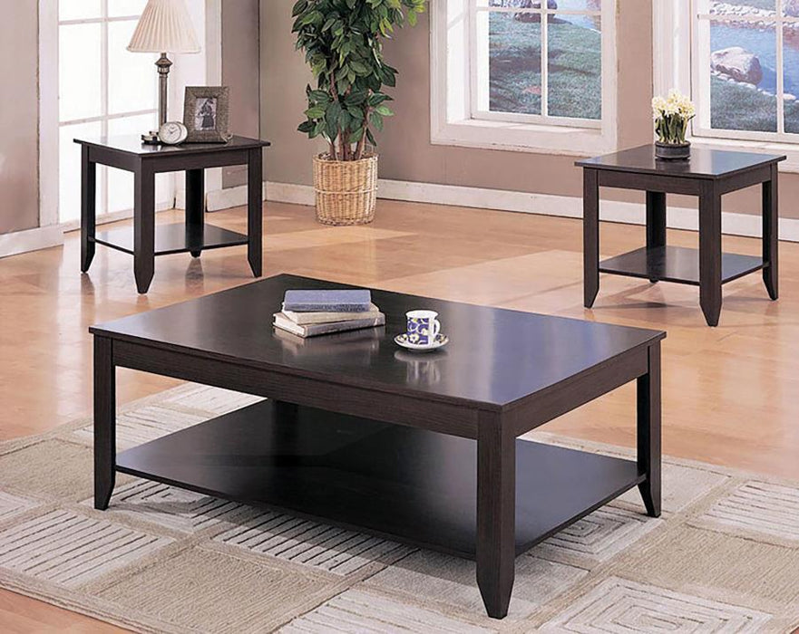 Living Room : Occasional Sets - Stewart 3-piece Occasional Table Set With Lower Shelf Cappuccino