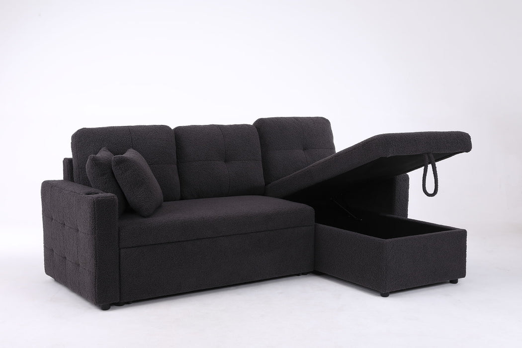 Lambswool - Pull Out Sleeper Sectional Sofa With Storage Chaise