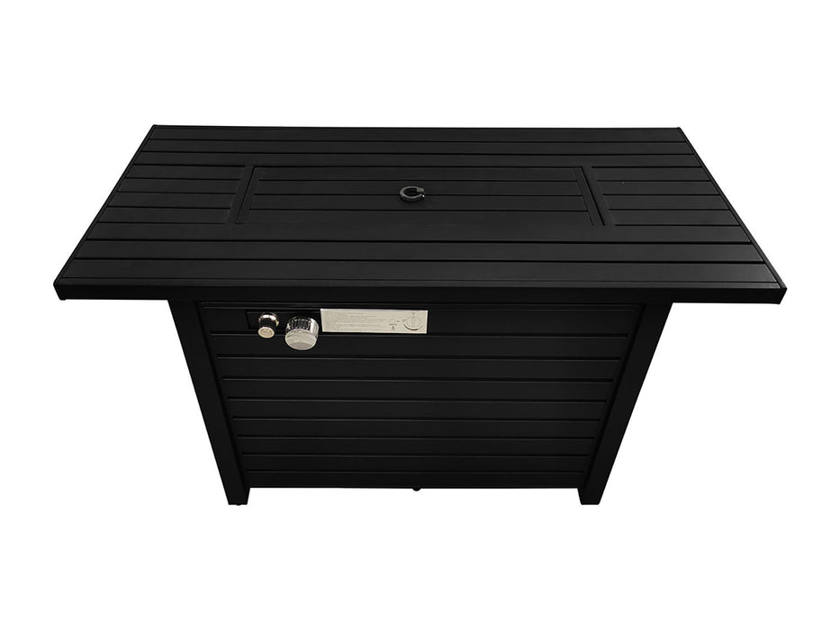 Outdoor Fire Pit Table With Lid Fuel Versatility- Black