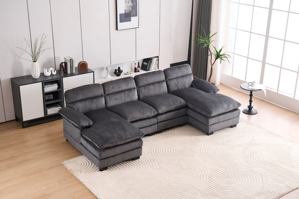 U-Shaped Profile Sofa, Including Two Single Seats And Two Chaise, Modular Sofa, Corduroy Sofa