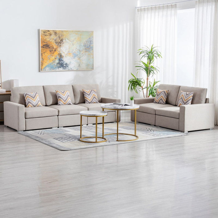 Nolan - Linen Fabric Sofa And Loveseat Living Room With Pillows And Interchangeable Legs