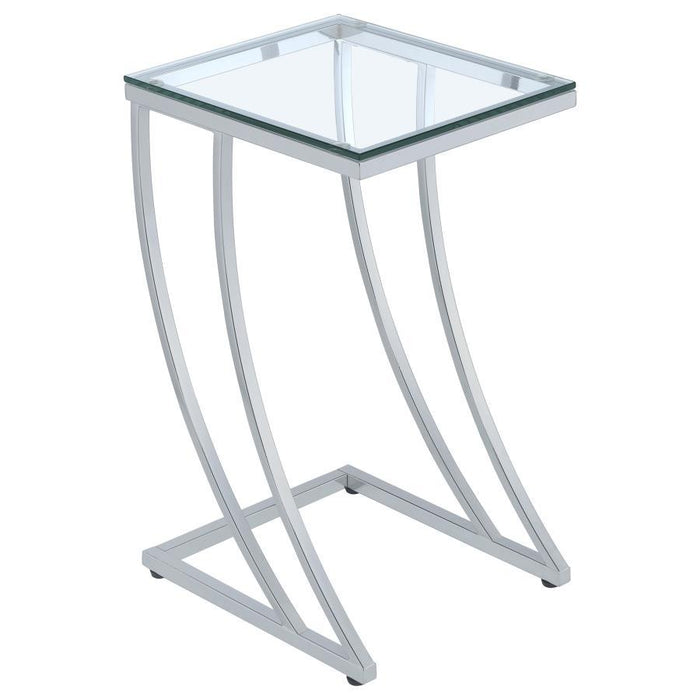 Rectangular Top Accent Table Chrome And Clear