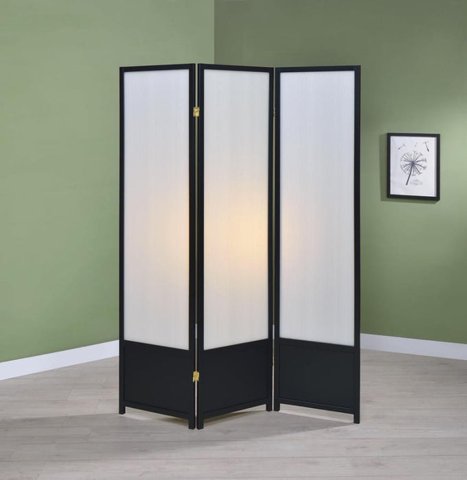 3-panel Folding Floor Screen Translucent And Black