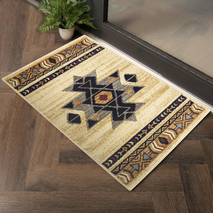 Tribes - 5'3" X 7'3" Southwest Area Rug Polypropylene - Cream