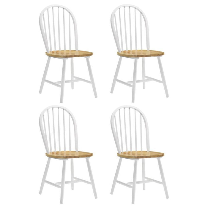 Dinettes: Wood - Windsor Side Chairs Natural Brown And White (Set of 4)