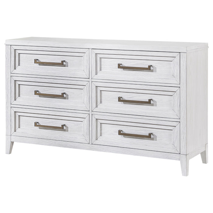 Marielle - 6 Drawer Bedroom Dresser - Distressed White