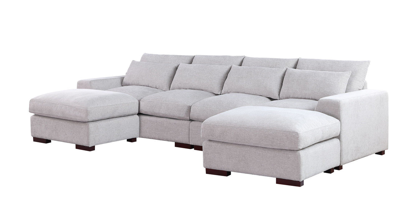 Tatman - Linen Blend Sectional With 2 Ottomans