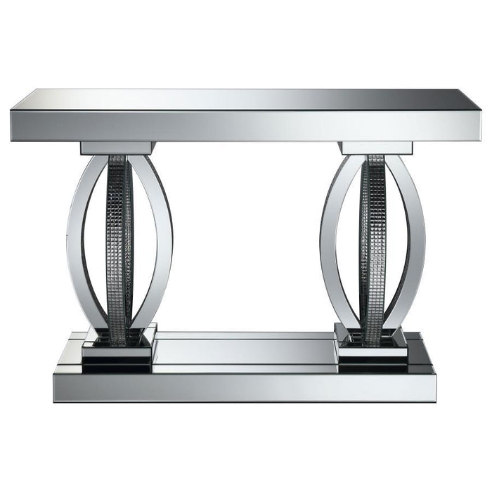 Rectangular Sofa Table With Shelf Clear Mirror