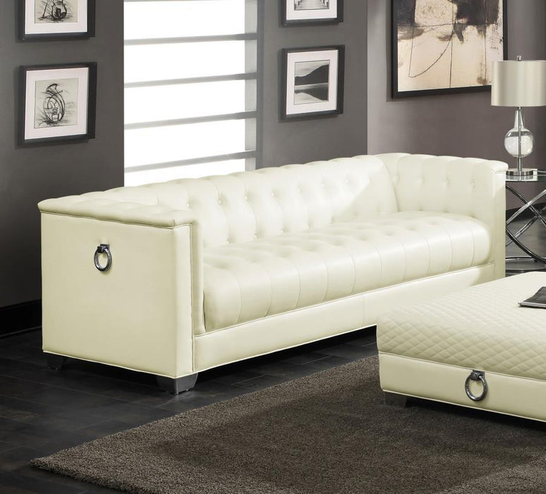 Chaviano Collection - Pearl White - Chaviano Tufted Upholstered Sofa Pearl White