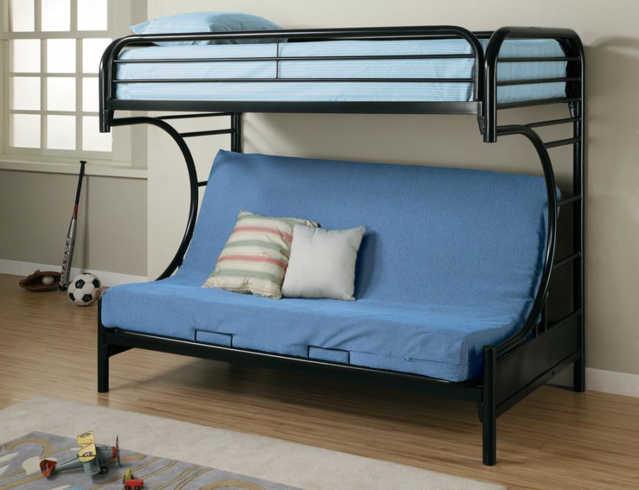 Montgomery Futon Bunk Bed - Montgomery Twin Over Futon Bunk Bed Glossy Black