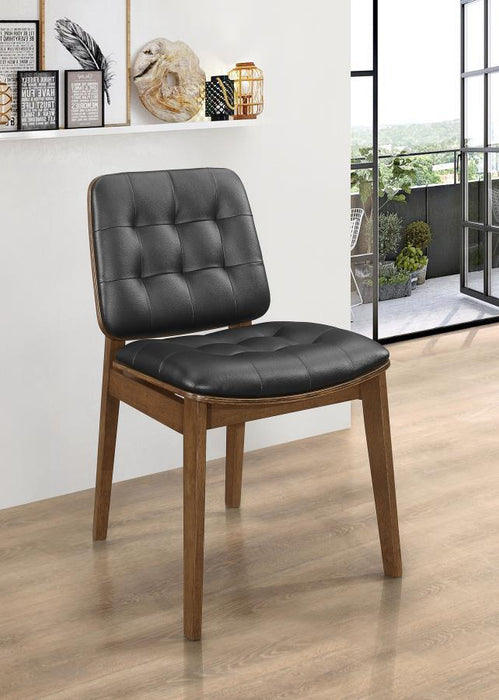 Redbridge Collection - Redbridge Tufted Back Side Chairs Natural Walnut And Black (Set of 2)