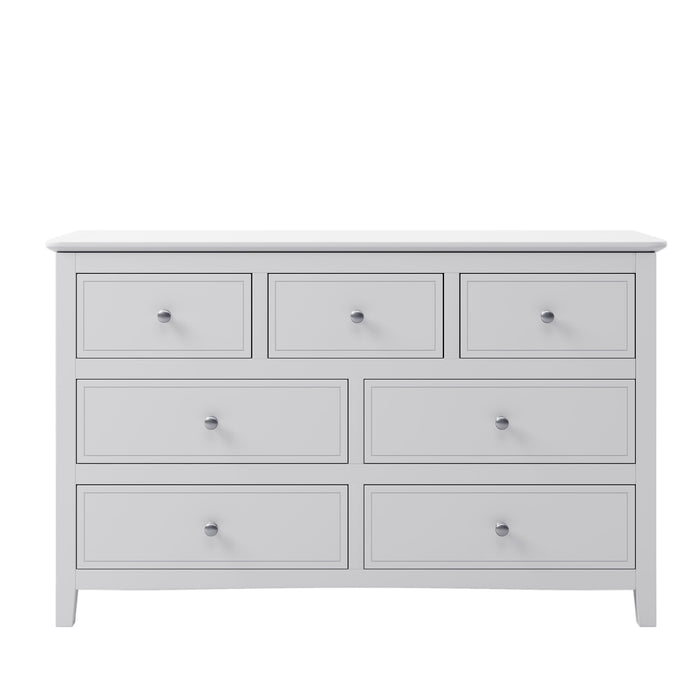 7 Drawers Solid Wood Dresser - White