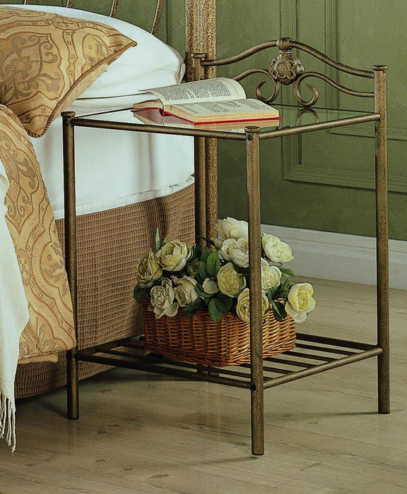 Sydney Metal Bed - Sydney 2-shlef Nightstand Antique Brushed Gold