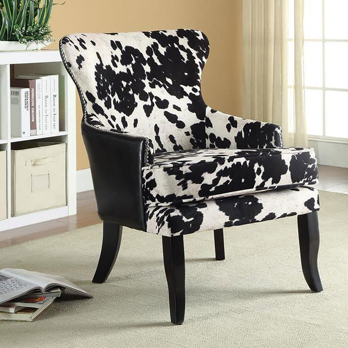 Accents : Chairs - Black+white - Cowhide Print Accent Chair Black And White