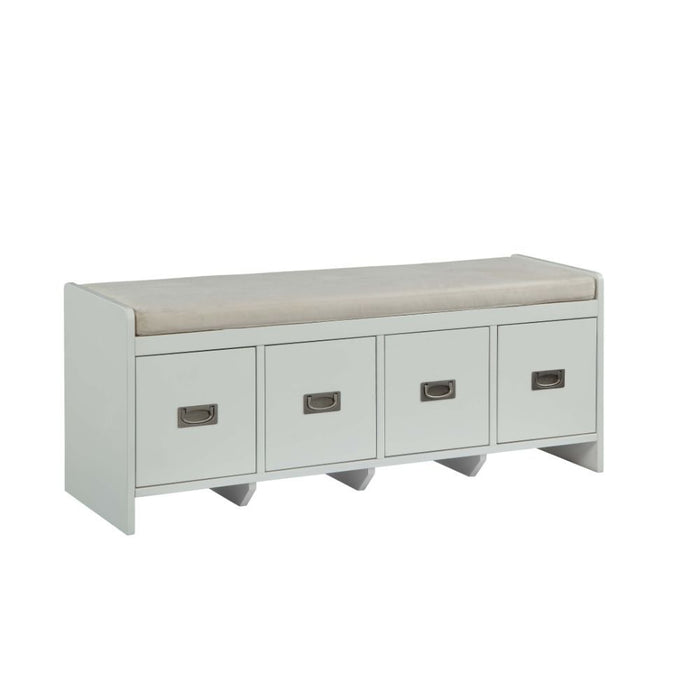 Berci - Bench - Beige Fabric & White