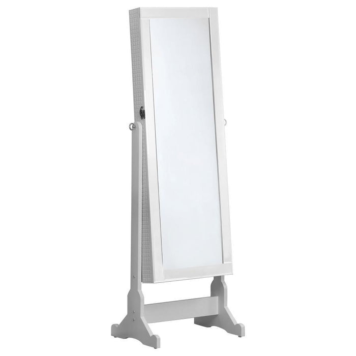 White - Storage Jewelry Cheval Mirror White