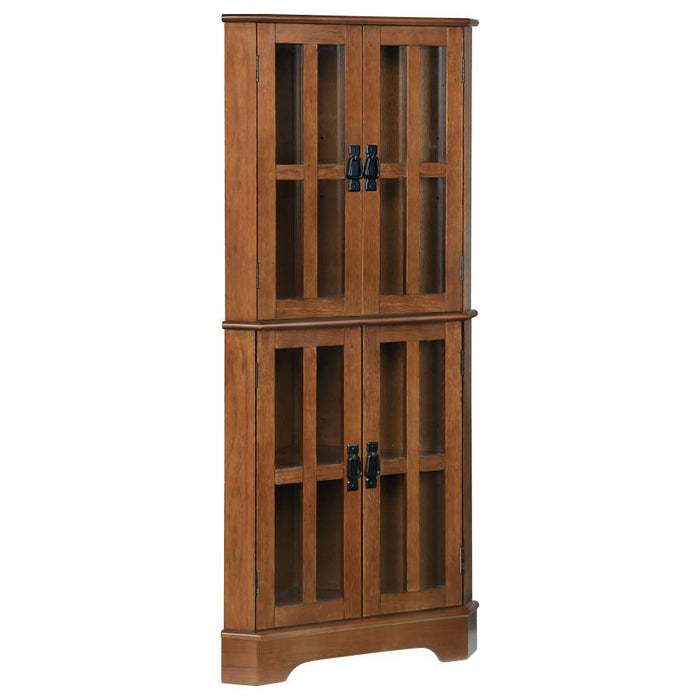 4-shelf Corner Curio Cabinet Golden Brown