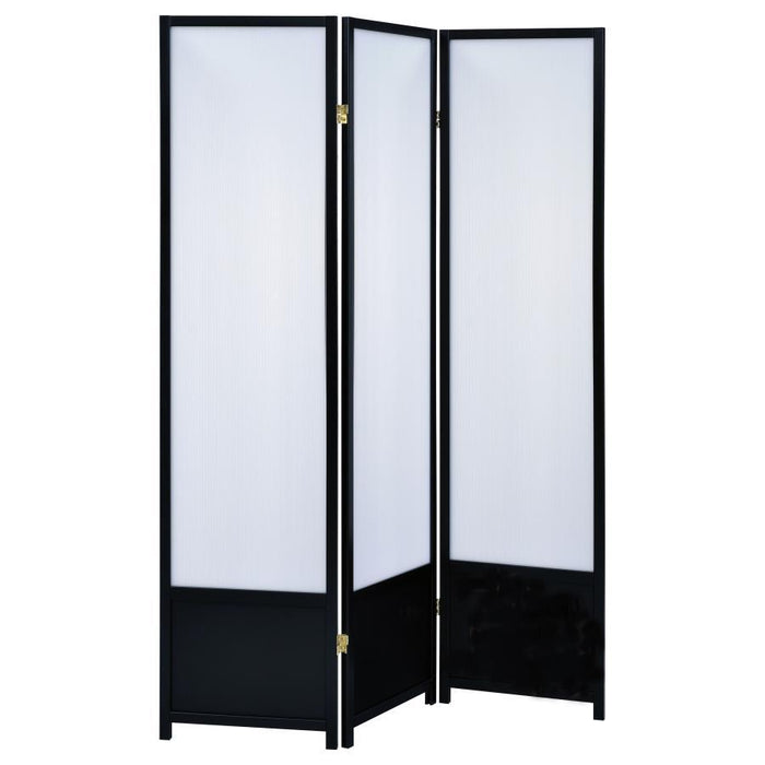 3-panel Folding Floor Screen Translucent And Black