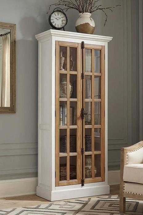 2-door Tall Cabinet Antique White And Brown