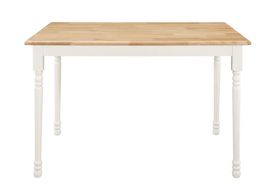 Dinettes: Wood - Rectangle Dining Table Natural Brown And White