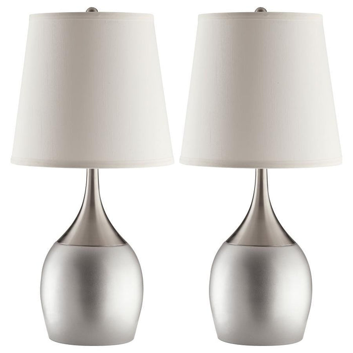 White - Empire Shade Table Lamps Silver And Chrome (Set of 2)