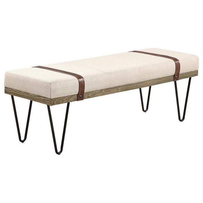 Beige - Upholstered Bench Beige And Black